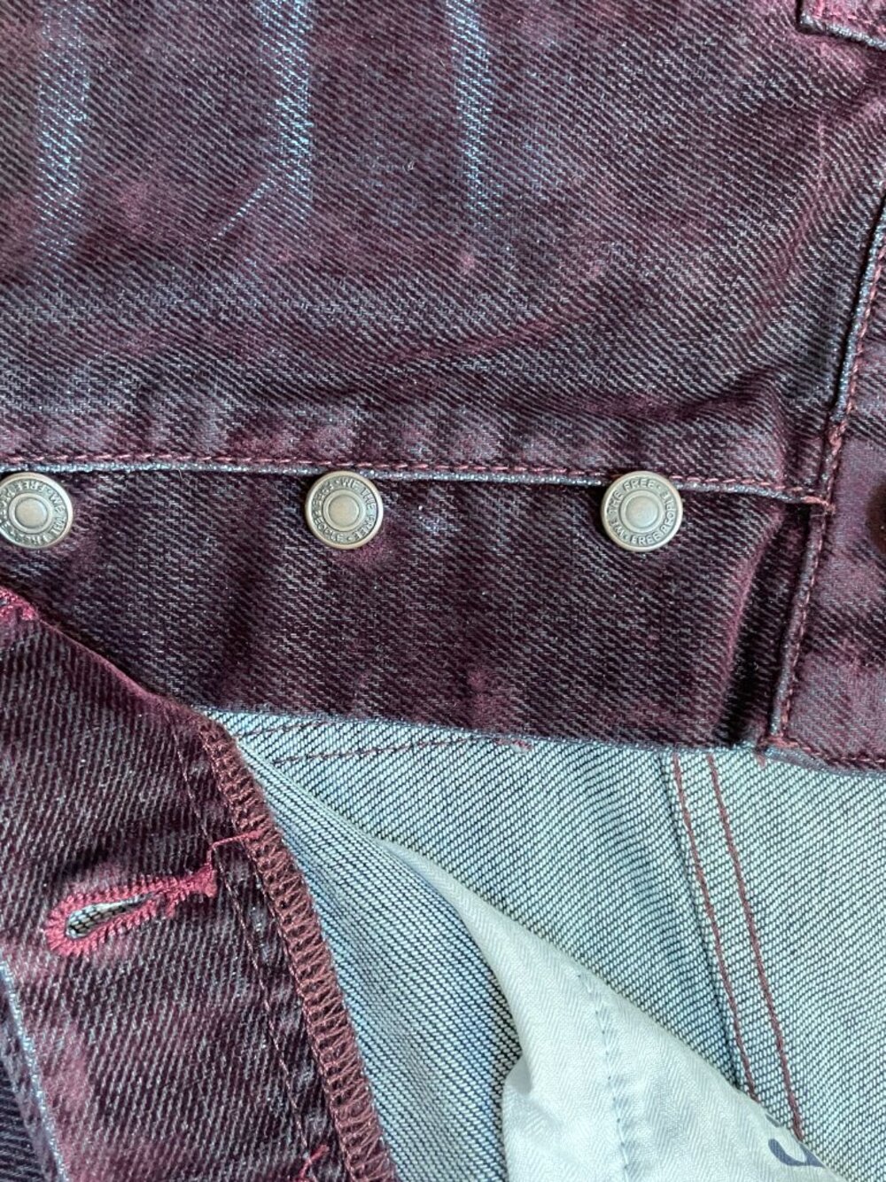 We The Free Flocked Deep Purple Boho Jeans | Button Fly | Size 28 - Picture 2 of 10